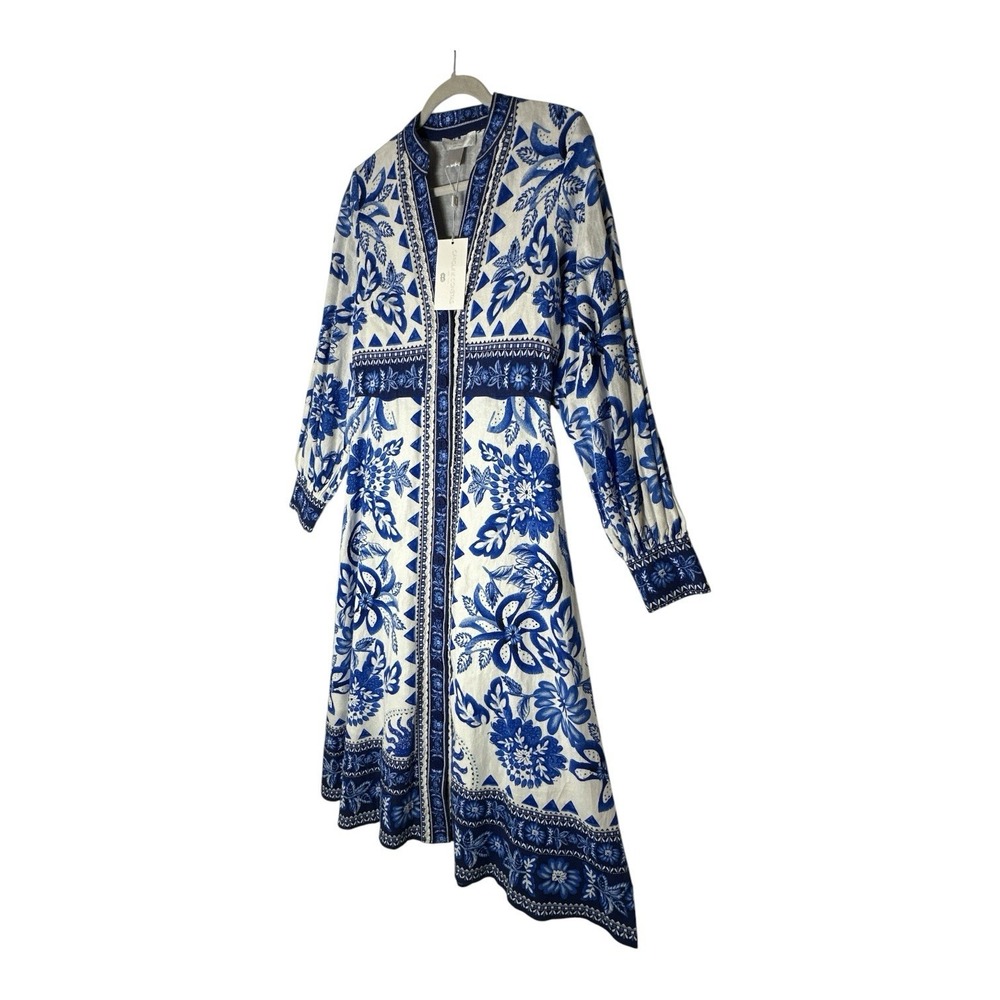 New Caroline Constas Maxi Dress Women's Small Linen Blend Resort Luxury Beach - Picture 3 of 11